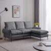 Modern Sectional Technical Leather L-Shaped Sofa Couch With Reversible Chaise Lounge - Dark Gray - Image 2