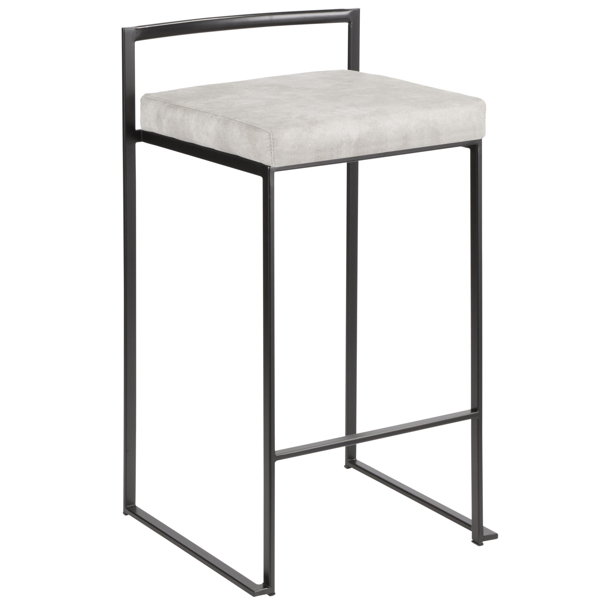 Fuji - Contemporary Stackable Counter Stool (Set of 2) - Black / Light Gray - Image 2