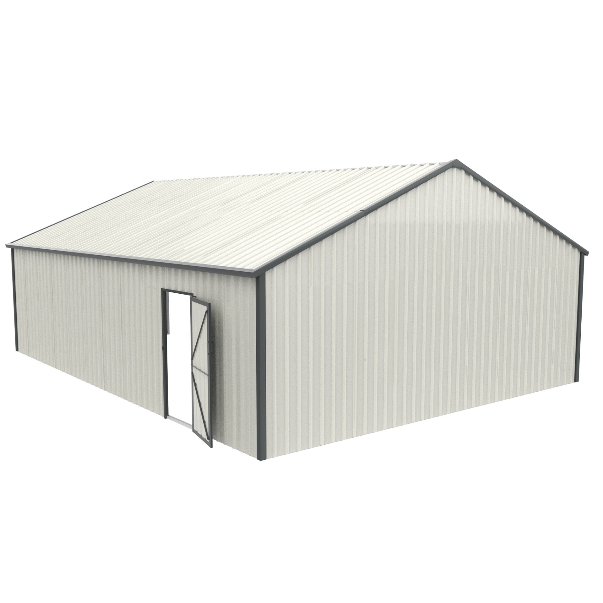 Double Garage Metal Shed With Side Entry Door - White - Image 9