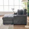 Oversized Chaise Lounge Chair With Ottoman And Storage, Comfy Reclining Chair Corduroy With Cup Holder And USB Port - Gray - Image 6