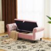 Luxurious Velvet Multifunctional Storage Ottoman Bench With Pillow - Pink - Image 13