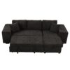 Modern L-Shape 3 Seat Reversible Sectional Couch, Pull Out Sleeper Sofa With Storage Chaise And 2 Stools For Living Room Furniture Set - Charcoal Gray - Image 9