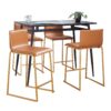 Marcel Mara - 5 Piece Upholstered Contemporary Counter Height Dining Set - Black / Gold / Camel - Image 2