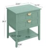 2 Drawer Side Table, American Style, End Table, Suitable For Bedroom, Living Room, Study - Light Green - Image 3