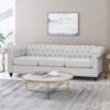 Chesterfield Style 3 Seater Sofa With Deep Button Tufting - Gray - Image 2