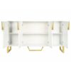Modern Sideboard With Four Doors, Metal Handles & Legs And Adjustable Shelves Kitchen Cabinet - White - Image 9