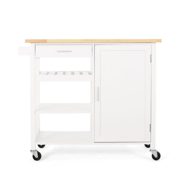 Contemporary Kitchen Cart With Wheels - White