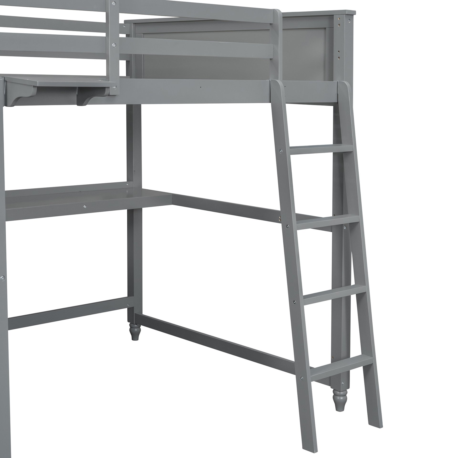 Full Size Loft Bed With Drawers And Desk With Shelves - Gray - Image 10