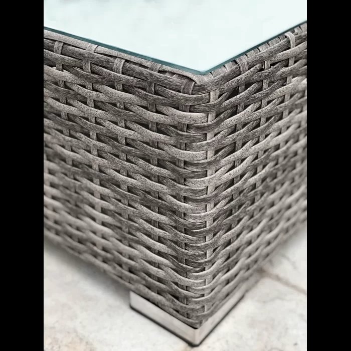 Stylish Rattan Wicker 6 Person Seating Group With Premium Sunbrella Cushions Perfect For Outdoor Entertaining - Dark Gray / Navy Blue - Image 16