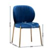 Amoa - Contemporary Velvet Upholstery Dining Chair - Blue - Image 15
