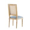 French Country Dining Chairs (Set of 4) Elegant Cane Backrest & Upholstered Seats Rustic Weathered Solid Rubberwood Frame - Slate Blue - Image 11