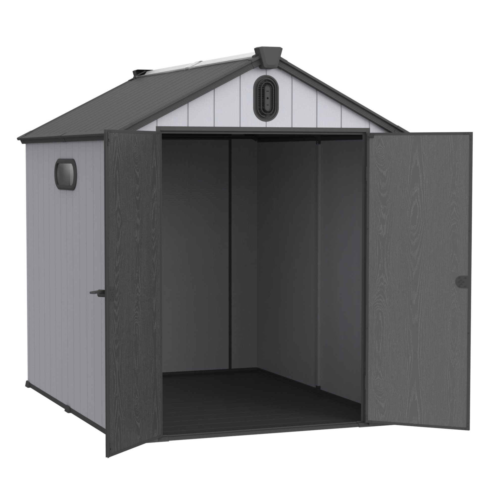 Xwt012 Plastic Storage Shed For Backyard Garden Big Spire Tool Storage - Black / Gray - Image 12