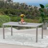 Coral Outdoor Aluminum Dining Table With Faux Wood Top - Gray - Image 2