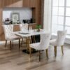 Nikki - Modern, High-End Tufted Solid Wood Contemporary Velvet Upholstered Dining Chair With Golden Stainless Steel Plating Legs, Nailhead Trim (Set of 2) - Beige / Gold - Image 16