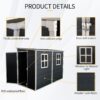 Outdoor Storage Shed With Floor Resin Shed With Two-Window, Waterproof, Lockable Doors For Patio, Yard, Lawn - Black - Image 6