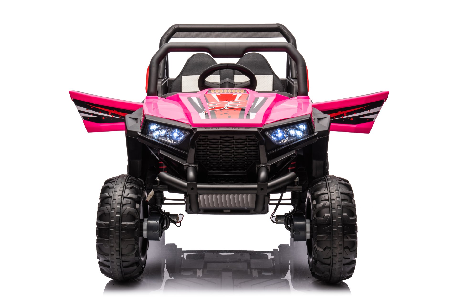 12V7A*1 30W*4 Four-Wheel Drive Leather Seat One Button Start, Forward And Backward, High And Low Speed, Music, Front Light, Power Display, Two Doors Can Open, 2.4G R / C, Seat Belt Four Wheel Absorber - Pink - Image 8