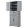 Bathroom Storage Cabinet With Multi Functional Storage Space, Material, Adjustable Shelf, Slide Rail Drawer - Gray - Image 11
