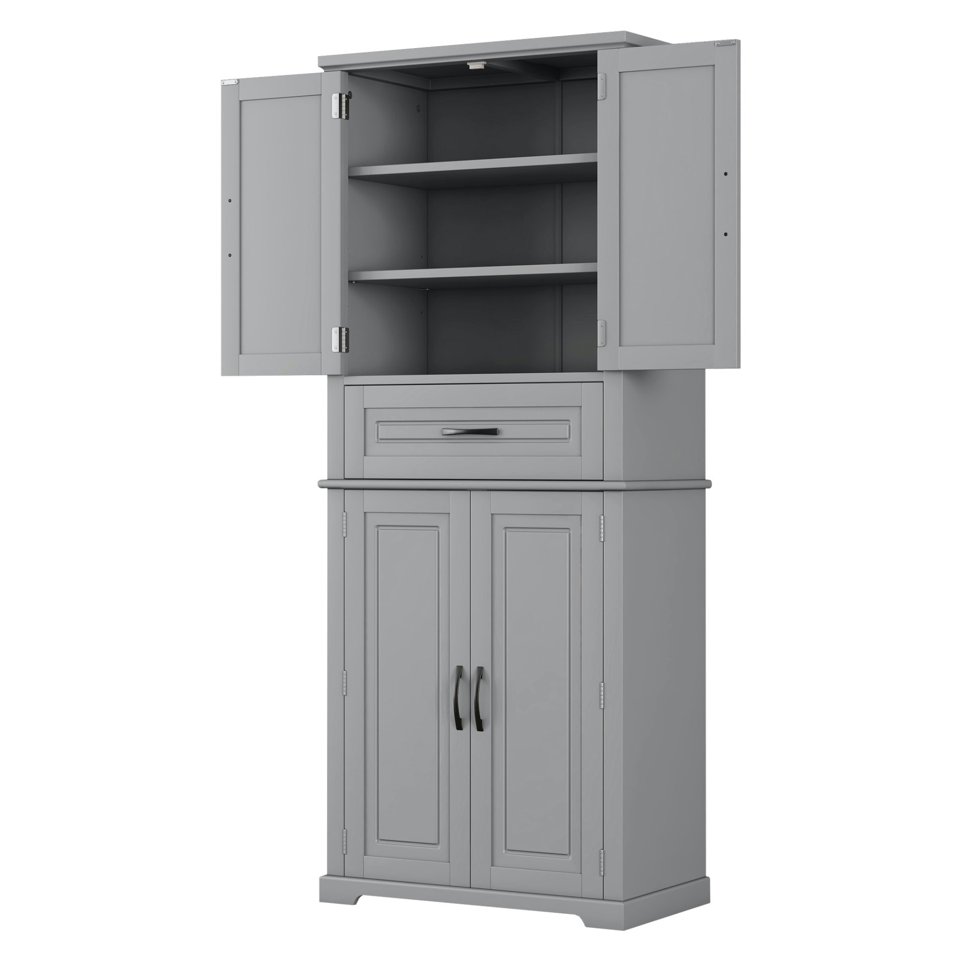 Bathroom Storage Cabinet With Multi Functional Storage Space, Material, Adjustable Shelf, Slide Rail Drawer - Gray - Image 11
