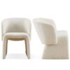 Modern Accent Chair White Single Sofa Chair, Upholstered Side Chair Teddy Comfy Chair For Dining Room / Bedroom / Living Room / Reception 1 Piece - Off White - Image 15