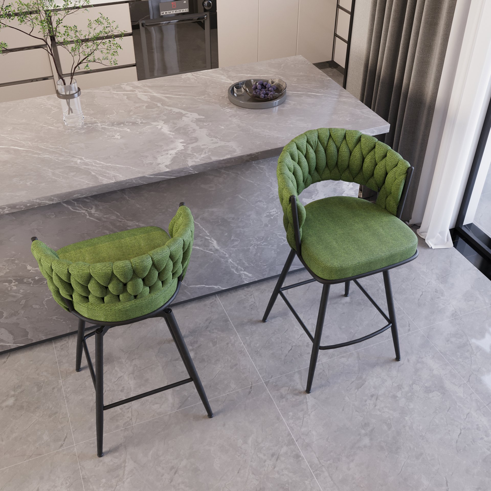 26" Bar Stool With 360 Swivel (Set of 4) - Green - Image 7