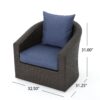 Nimbus - Outdoor Swivel Club Chair With Rattan Wicker Cover - Brown / Navy Blue - Image 3