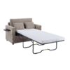 Twin Size Sofa Bed Sleeper Sofa Loveseat With Foldable Mattress, Side Table, Storage Pocket & USB Ports - Gray Brown - Image 12