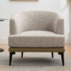 Modern Two-Tone Barrel Chair, Upholstered Round Armchair For Living Room Bedroom Reading Room - Mustard Green - Image 5