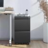 Sleek Modern 2 Drawer Metal Mobile File Cabinet With Lock, Compact Size - Black - Image 2