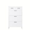 Shaker Shape Door Shoe Rack 3 Doors Shoe Cabinet With 2 Drawers With Open Space For Shoes - Matte White - Image 4