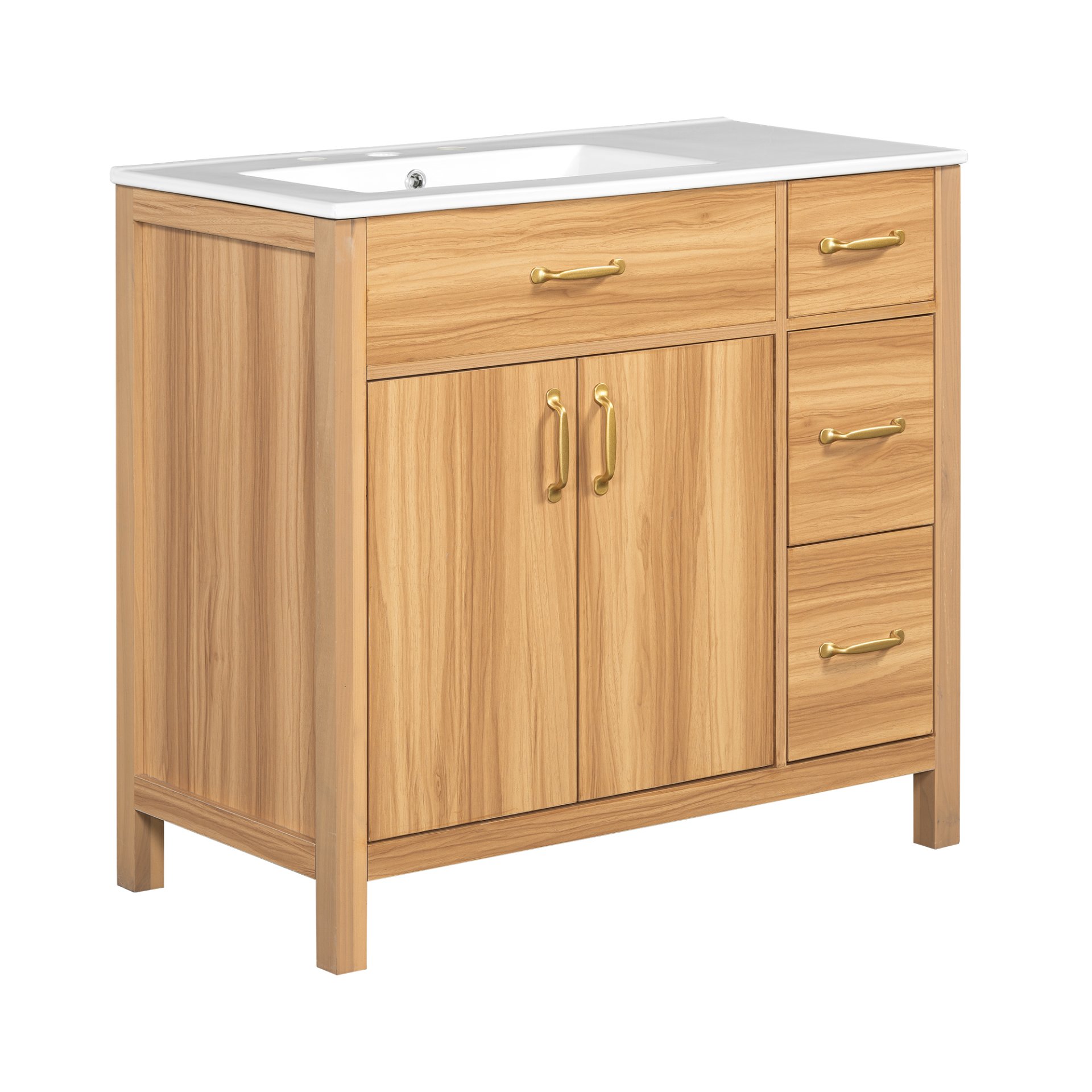 Bathroom Vanity, 2 Soft Close Doors, 3 Soft Close Drawers, Adjustable Shelf - Wood - Image 16