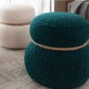 Snowman Stool With Lamb Wool Cushion And Solid Wood Frame - Dark Green - Image 7