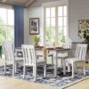 7 Piece Dining Table Set Retro Style With Extendable Table And 6 Upholstered Chairs - Brown / White - Image 2
