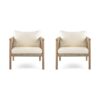 Modern Outdoor Woven Lounge Chair Set With Solid Wood Frame And Polyester Cushions - Teak - Image 5