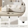 Modular Sectional With Deep And Wide Seat, L Shaped Cloud Couch Set With Double Cushions 4 Seat Sofa With Movable Ottoman Oversized - Cream - Image 10