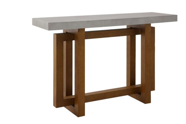 Keven - Faux Concrete Top Sofa Table - Walnut