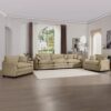 Luxurious Sophisticated Sofa Set With Soft Cushions Including 2 Single Sofas And A 3 Seater - Tan - Image 15