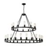 Extra Large Wagon Wheel Chandelier, 2 Tier 36 Lights (No Include) Farmhouse Industrial Round High Ceiling Pendant Light Adjustable Chain, For Dining Room, Living Room, Kitchen - Black - Image 16