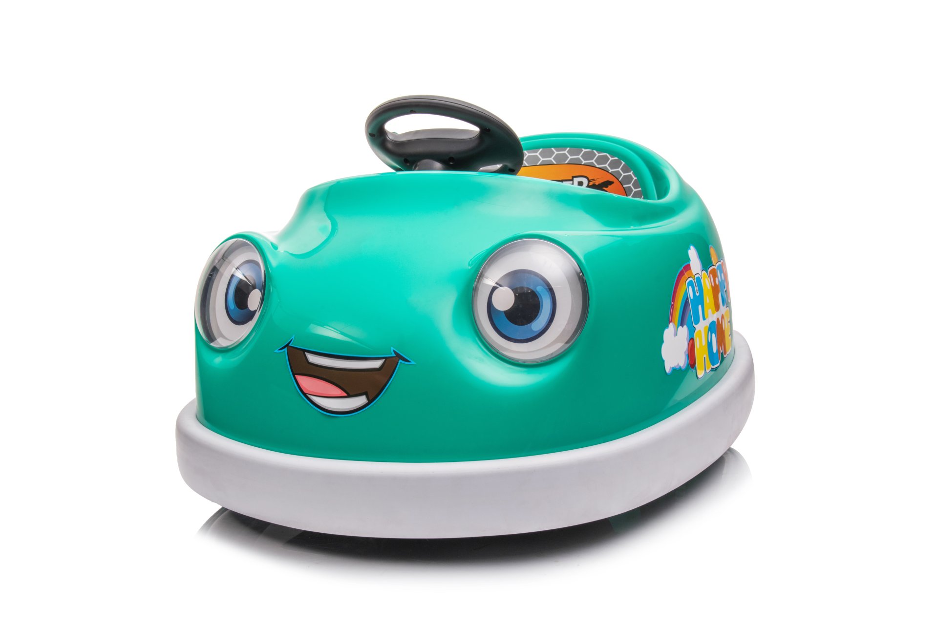 Bumper Car For Kids, 12V Dual Drive 1-6 Years Old Children's Electric Car With Pushrod Dinner Plate USB Bt Music Rocking Horse Mode Anti-Collision Bumper Ride On Car - Green - Image 5