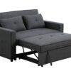 Zoey - Linen Convertible Sleeper Loveseat With Side Pocket - Dark Gray - Image 2