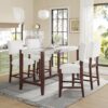 5 Piece Counter Height Dining Set, Faux Marble Bar Table With 4 Upholstered Chairs, Mid Century Style For Kitchen - Beige / White - Image 4