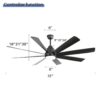 Large Ceiling Fans With Lights And Remote Control 6 Wind Speed DC Motor For Living Room - Black - Image 9