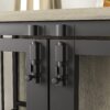 Modern Kennel Dogs Room Up To 80 Lb, Dog Crate Furniture With Multi-Purpose Rremovable Ttray, Double-Door Dog House, Lift Panel, 360 Degree Rotation, 3 Height Adjustable Feeding Bowls - Antique Gray - Image 11