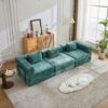 Convertible Floor Sofa Bed With Fixed Shape Frame, Boneless Modular Sectional Sofa, For Living Room - Dark Green - Image 15