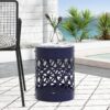 Outdoor, Metal End Table Large - Navy Blue - Image 4