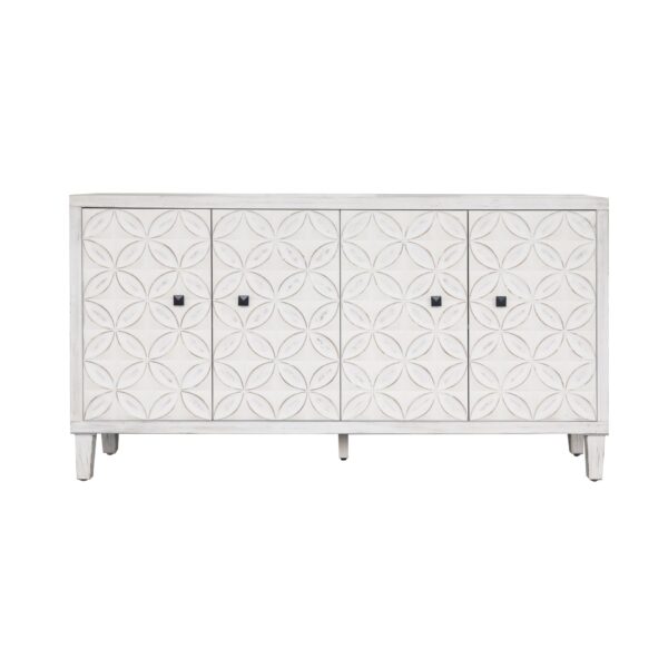 Accent Cabinet 4 Door Wooden Cabinet Sideboard Buffet Server Cabinet Storage Cabinet, For Living Room, Entryway, Hallway, Office, Kitchen And Dining Room - White Wash