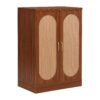 Home Bar Cabinet, Industrial Rattan Door Fold Out Bar Cabinet With Storage Bar Table - Walnut - Image 18
