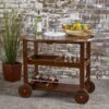 Wood And Aluminum Bar Cart With 2 Shelves - Oak / Silver - Image 2