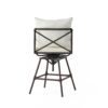 Industrial Outdoor Patio Plumber'S Iron Frame Swivel Barstool With Cushions, Height Adjustable - Black / Copper - Image 10