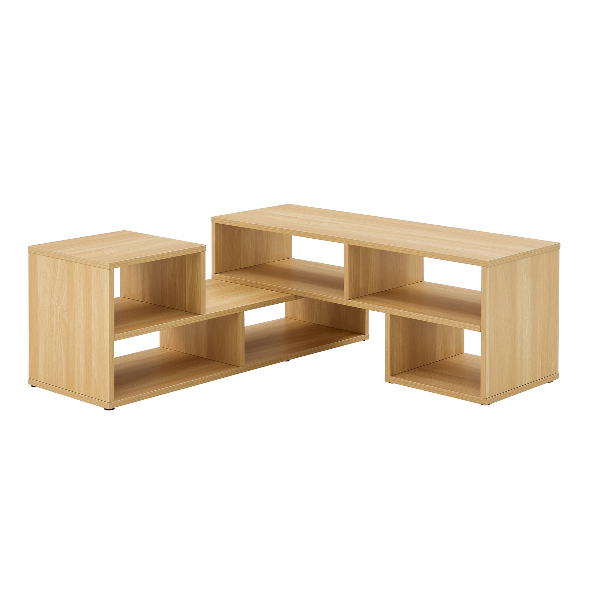 2 Piece Cube TV Stand And L Shaped Entertainment Center With Open Storage And 2 Shelves - Burly Wood - Image 17