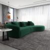 Elijah - Japandi Style Curvy Sectional Sofa - Green - Image 5